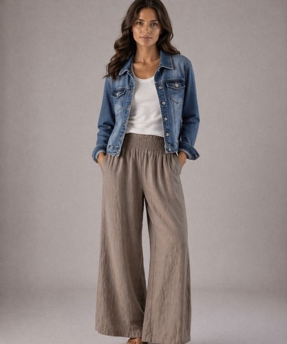 Leinen hose taupe neu - leinen,