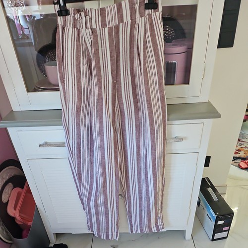Leinenhose weiß braun